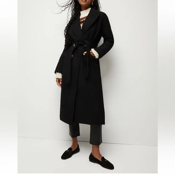 Veronica Beard Frattini Dickey Removable Tie Belt Wool Blended Coat,Black, S,NWT - Picture 3 of 8
